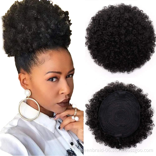 Synthetic Curly Puff Drawstring Ponytail Faux Buns Short Kinky Curly Hair Ponytail Hair Extension Updo Wrap